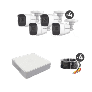 (MICRÓFONO Integrado) Kit TurboHD 1080p Lite / DVR 4 canales / Audio por Coaxitron / 4 Cámaras Bala de Metal con Micrófono Integrado